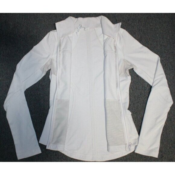 Lululemon Forme Full Zip Jacket Gingham Plaid Dune White Size 8 Activewear - Picture 8 of 16
